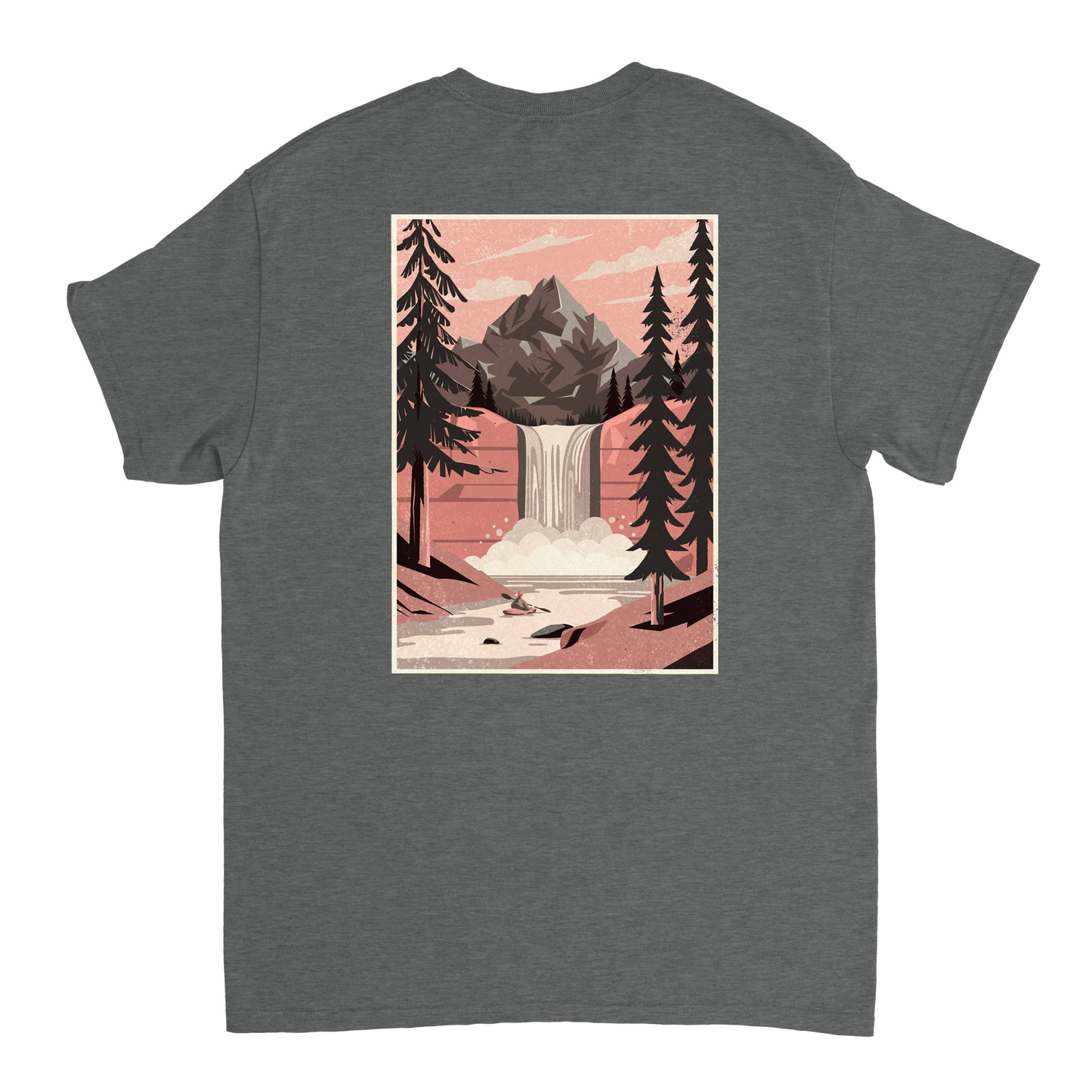 Vintage Waterfall Kayaker - Pink