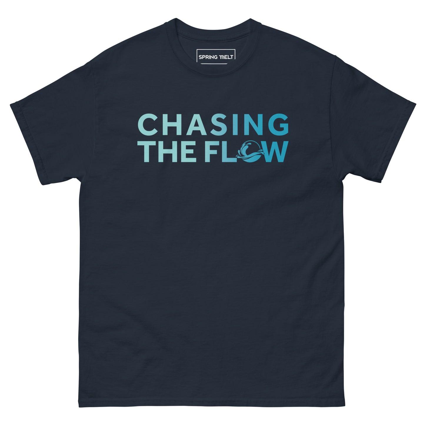 Chasing The Flow & Spring Melt collab Logo T-Shirt - Navy/Aqua