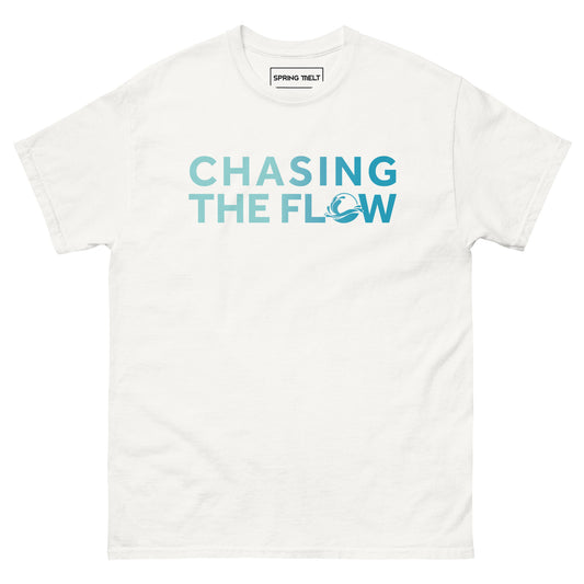 Chasing The Flow & Spring Melt collab Logo T-Shirt - White/Aqua